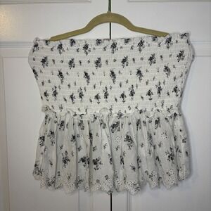 American Eagle AE Floral Tiered Tube Top Smocked Strapless Lace Women's Size XL